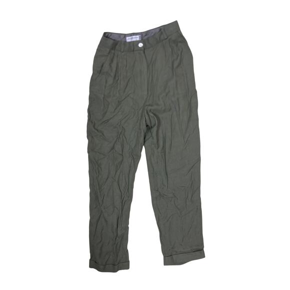 Liz Claiborne Pants - Vintage Green High-Waisted Rayon Pants Womens 10 Petite Cottagecore Grandma Core